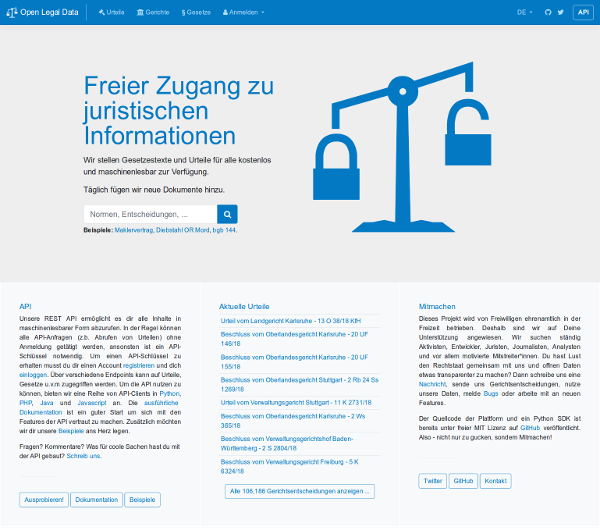 Screenshot Open Legal Data