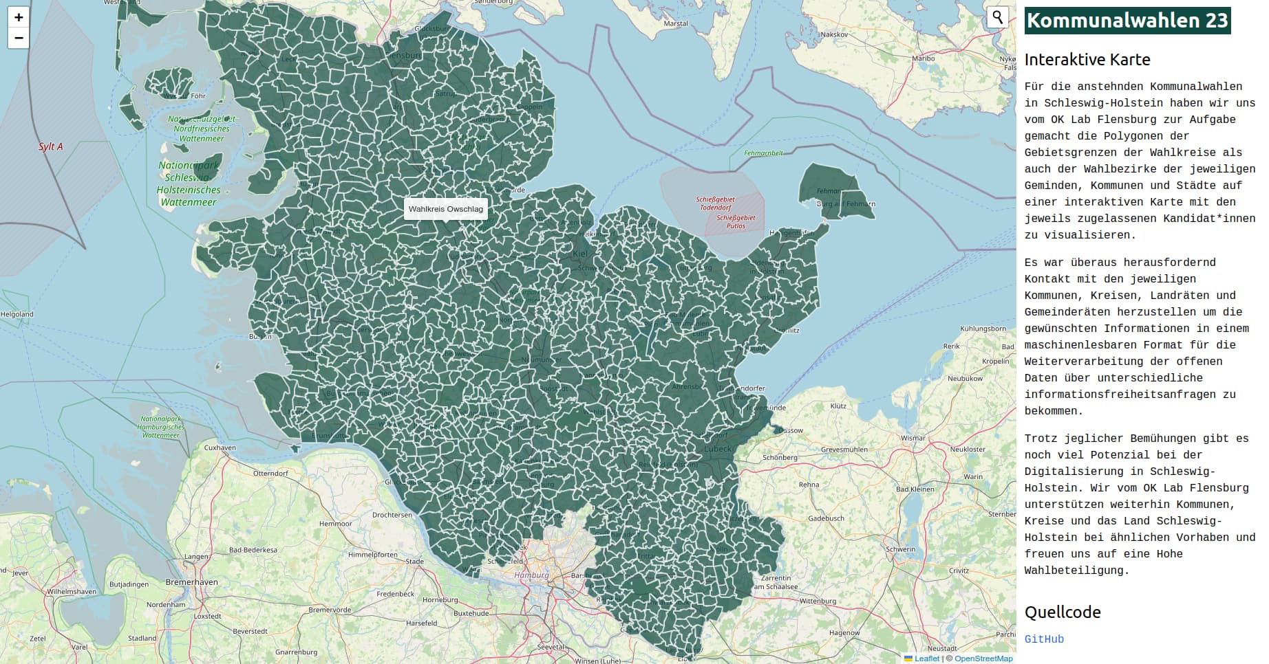 Screenshot Interaktive Kommunalwahl Karte