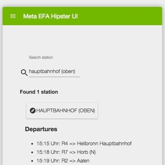 Screenshot Meta API für Elektronische Fahrplanauskunft